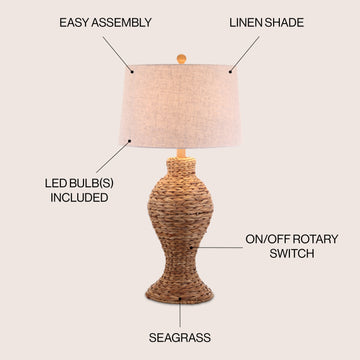 Elicia 31" Seagrass Weave LED Table Lamp - JONATHAN Y